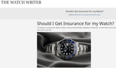 Watch Writer Blog - Insurance